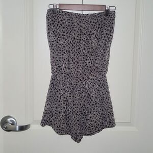 Cache Strapless Sleeveless Black Geometric Romper Size‎ S Boho Hippie